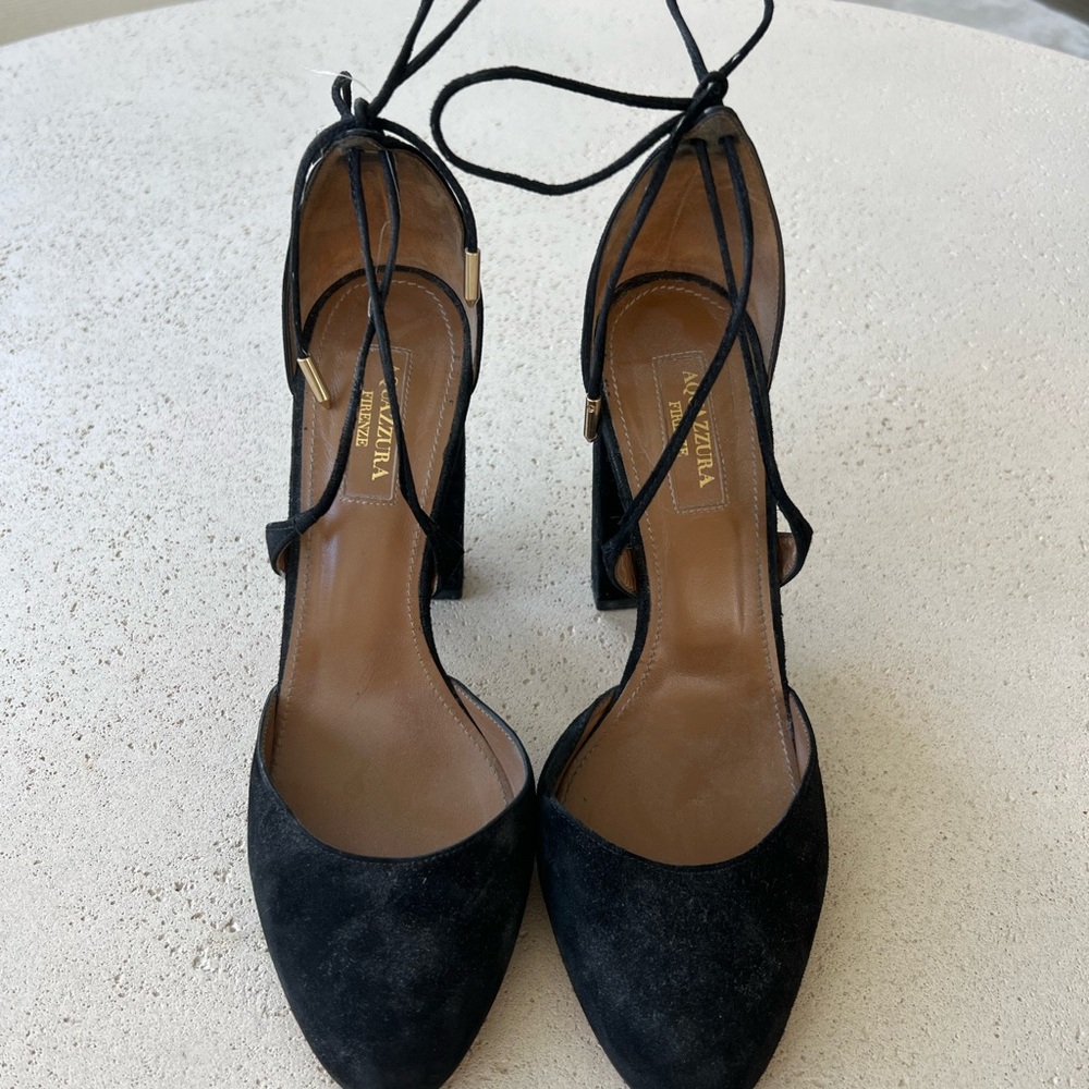 Aquazzura Black Suede Heels